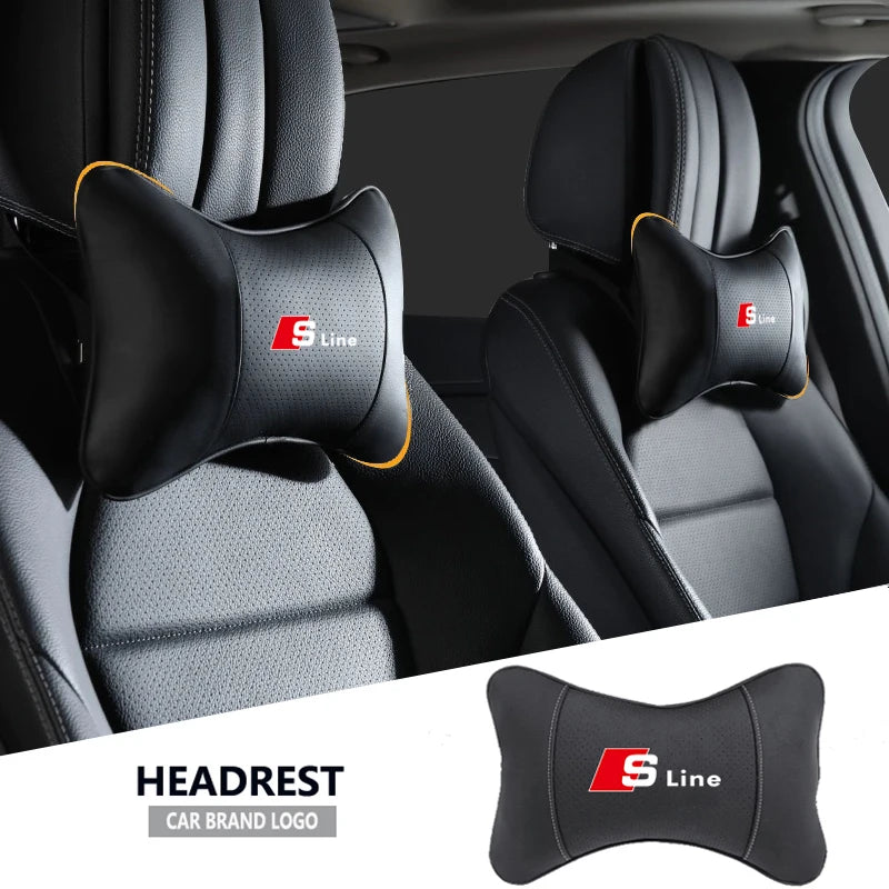 1Pcs Car Seat Headrest Auto Logo Neck Pillow For Audi Sline A1 A3 A4 A6 C7 A5 B8 B7 A7 A8 B9 B6 C6 Q2 Q3 Q5 Q7 Q8 TT S3 S4 S7 S8