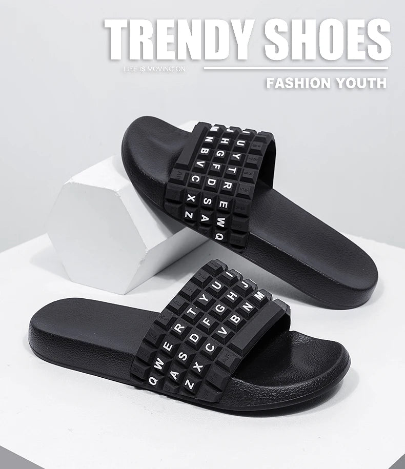 Luxury Men Personality Walking Slippers Over Size 37-48 Mens Leisure Indoor Sandals Outdoor Beach Water Slides Youth Slides