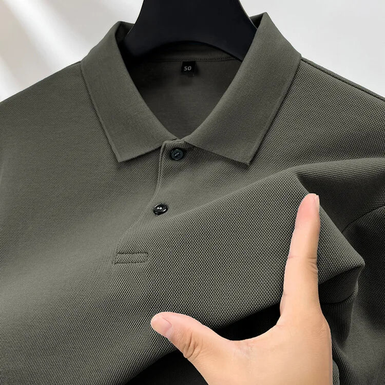 Men's 100% Cotton Polo Shirt, Four Seasons Universal Leisure Long Sleeve, Breathable Lapels T-shirt, Perfect and Durable for Golf Sports