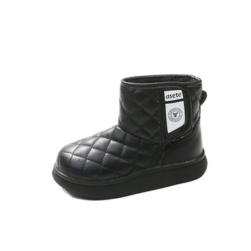 Kids' Casual Shoes Ankle Boots PU Leather Solid Colour Winter Shoes Anti-Slip Warm Black Beige Shoes For Girls Size 27-37