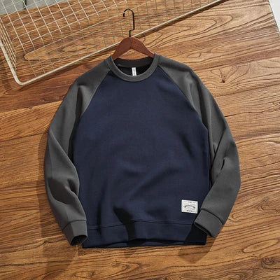 Herfst Nieuwe Amerikaanse Retro Tweekleurige Stiksels Hoodies Heren Gewassen O-hals Trui Gebreide Raglanmouwen Casual Sweatshirts