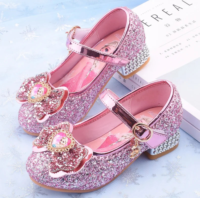 New Elsa Shoes For Girls Cartoon Leather Children Shoes Frozen Princess Kids Shoes Girl Sandals Dress Snow Queen Sandal Koreans