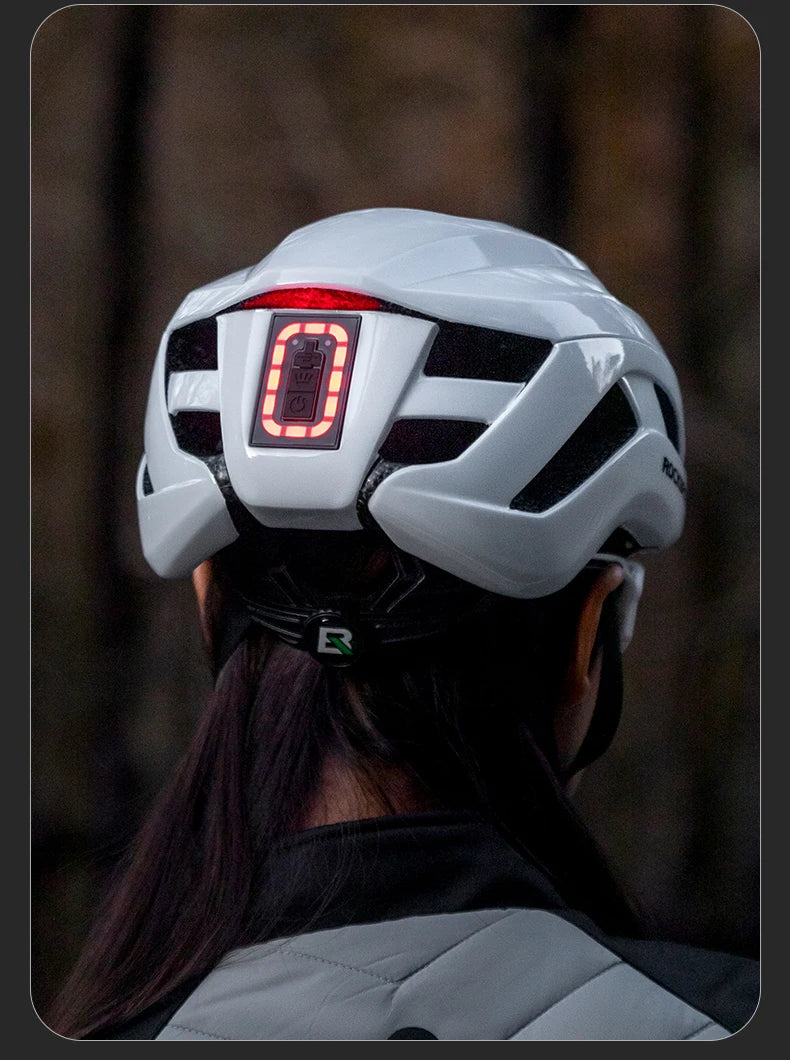 Cycling Light Helmet Type-C Charging Electric Bicycle Helmet Front Light Rear Light Warning Lamp Safety MTB Bike Helmet