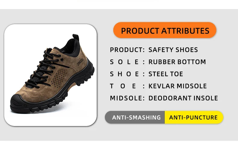 EOCENE Men’s Steel Toe Safety Work Shoes – Lightweight Anti-Smash & Puncture-Resistant Industrial Sneakers