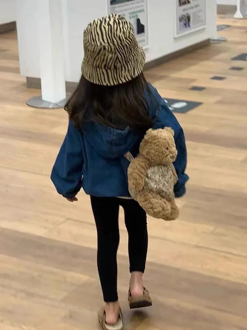 2025 Nieuwe lente kinderjas denim blauwe jas voor kinderen jongens meisjes casual stijl hoodie outfit 7-12 jaar unisex