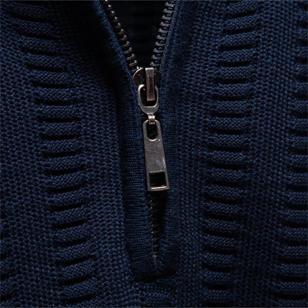 Men's Luxury Striped Pullover Style Cotton Knitwear Thickened Warm Crew Neck Winter Social Male Sweater