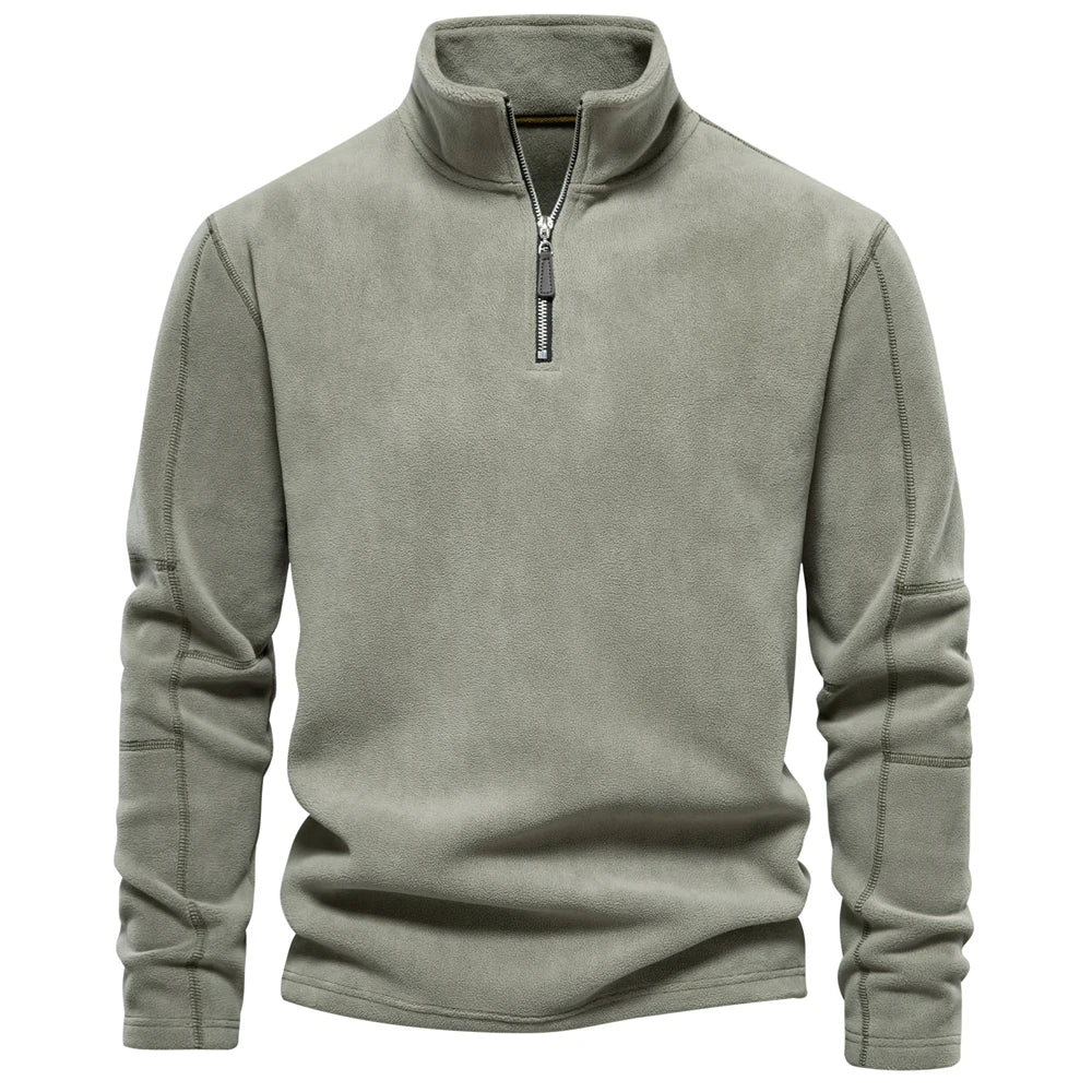 Men's Thickened Warm Fleece Sweatshirt Jacket Quarter Zipper Mock Neck Pullover Men's Sweatshirt Soft Shell Jacket