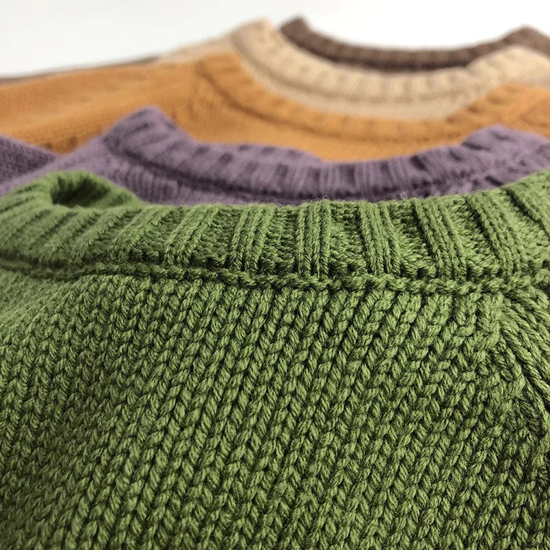 Pure Cotton Solid Kids Sweaters Vintage Boys Pullover Knitwear Toddler Girls Sweater Shirt Outwear For Children 1-6Y Unisex