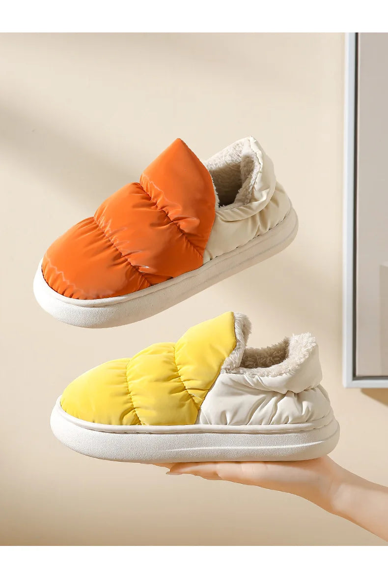 Women's Winter Warm Flat Slippers With Soft Fluffy Cosy Cotton Thick Bottom and Non-Slip Sole Suitable For Home and Outdoor Use Ladies Shoes