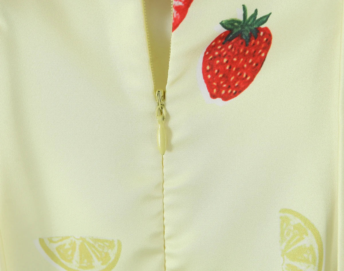 Cute Print Yellow Sexy Corset Style Sling Mini Dresses Women Summer A-line Holiday Dress Backless Robe