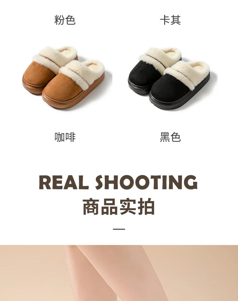 Women's Casual Winter Warm Flat Slippers With Soft Fluffy Cosy Cotton Thick Bottom and Non-Slip Sole Suitable For Home and Outdoor Use Ladies Shoes