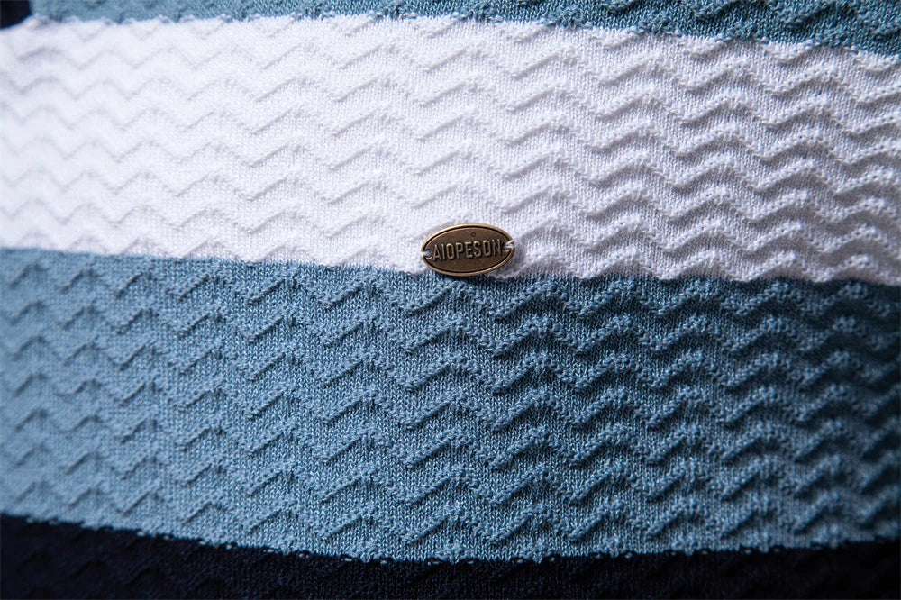 2024 Neues Sommer-Poloshirt mit strukturiertem Rippenstrick für Herren, kurzärmelig, atmungsaktiv und cool