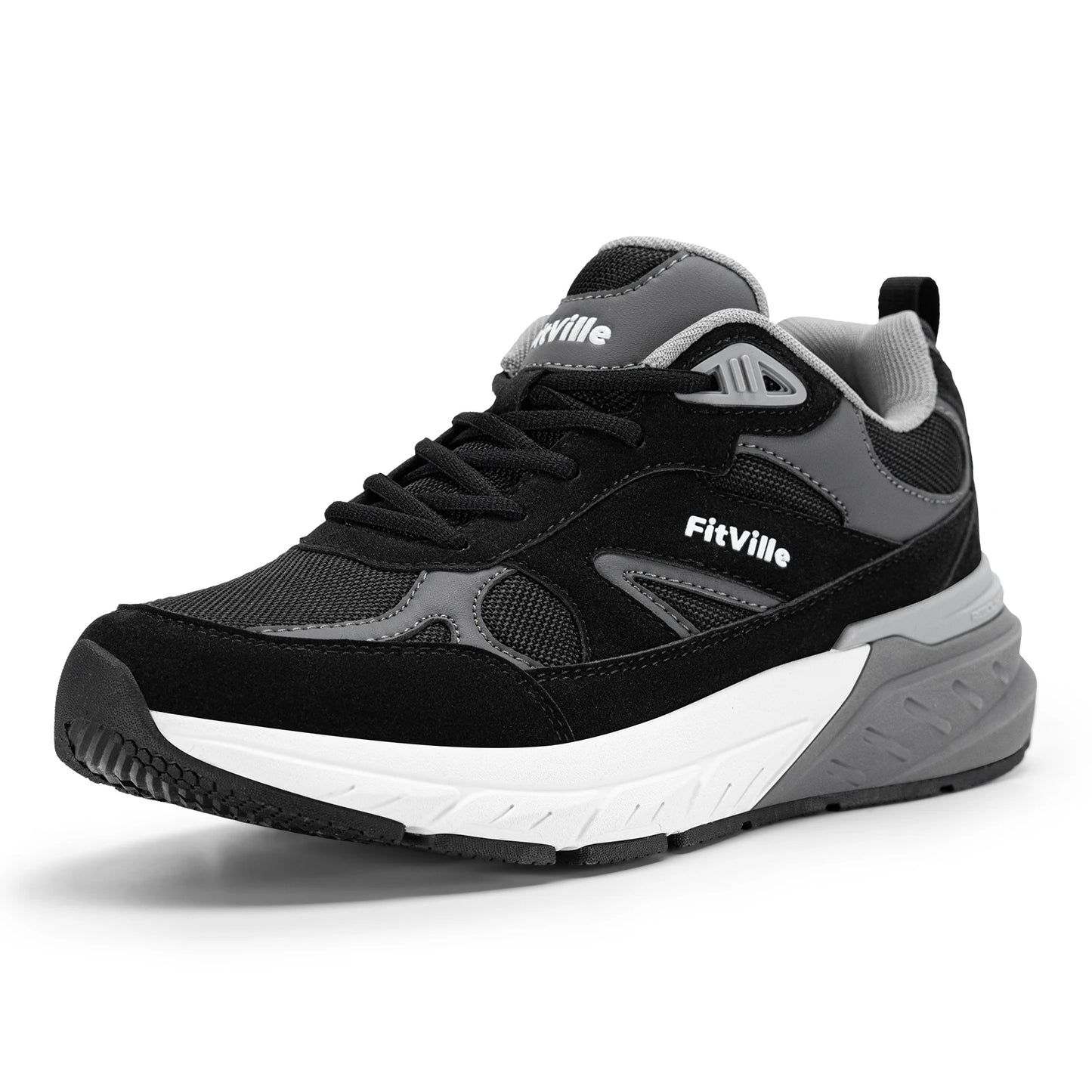 Men's Walking Shoe Wide Width Sneakers with Arch Support For Flat Feet Heel Pain Relief in Plantar Fasciitis