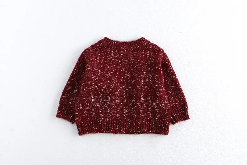 New Year Fashion Knitwear Children's Sweater Boys Loose Cardigans Coat Autumn Winter Girls Knitted Retro Outwear For Kids 0-5Y Unisex