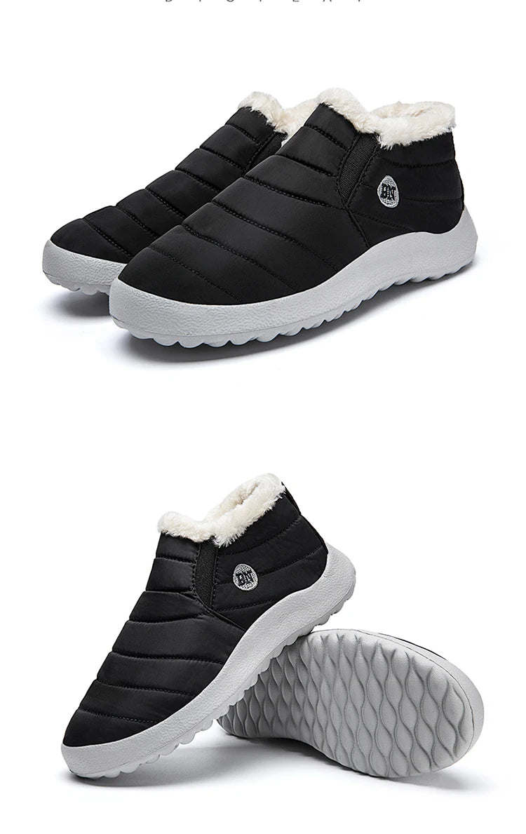 Men's Warm Snow Boots Plus Size Winter Boots Slip-On Waterproof Male Ankle Footwear & Working Shoes