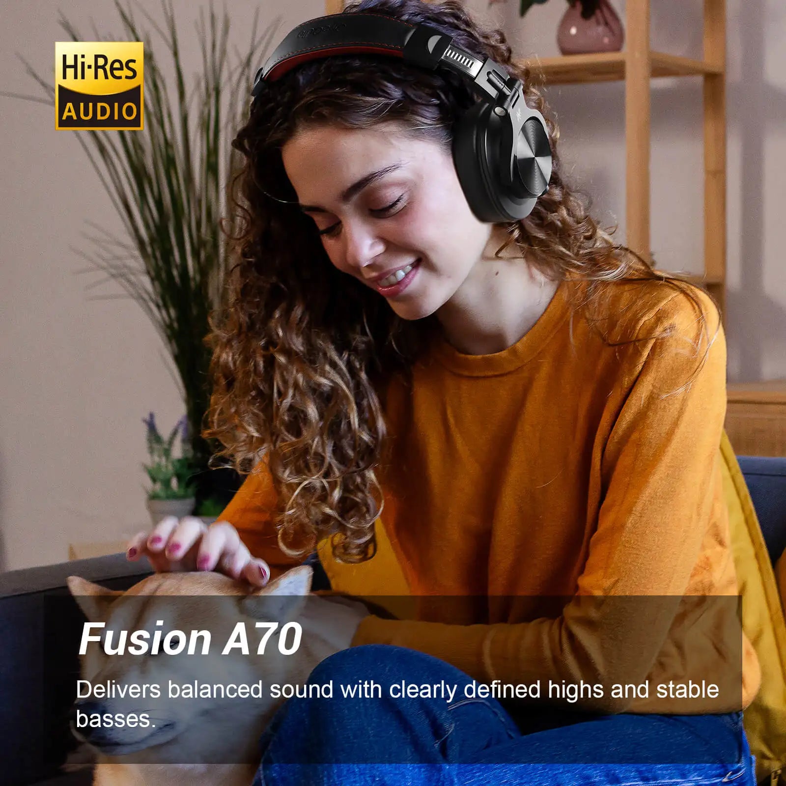 Oneodio Fusion A70 Wireless Bluetooth Headphones Bluetooth 5.2 Headphones Hi-Res Audio Over Ear 72H Playtime Professional Stud