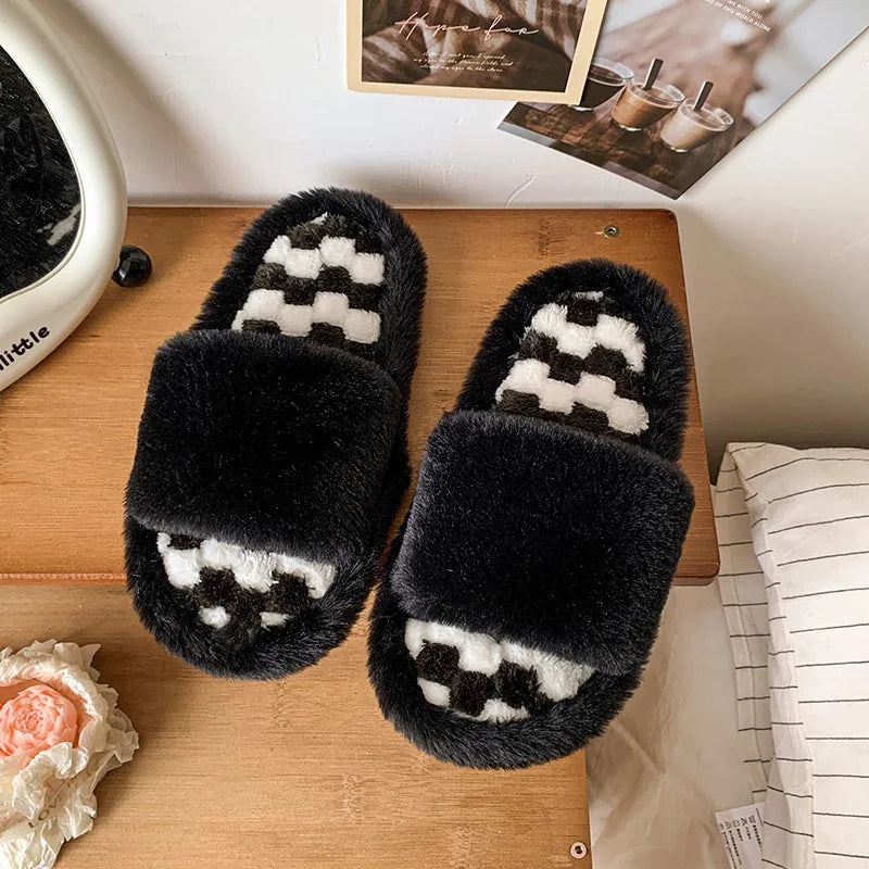 Kids' Slippers House Shoes Cotton Open Toe Winter Shoes Warm Anti-Slip Home Slipper Shoes For Girls Size 26-37