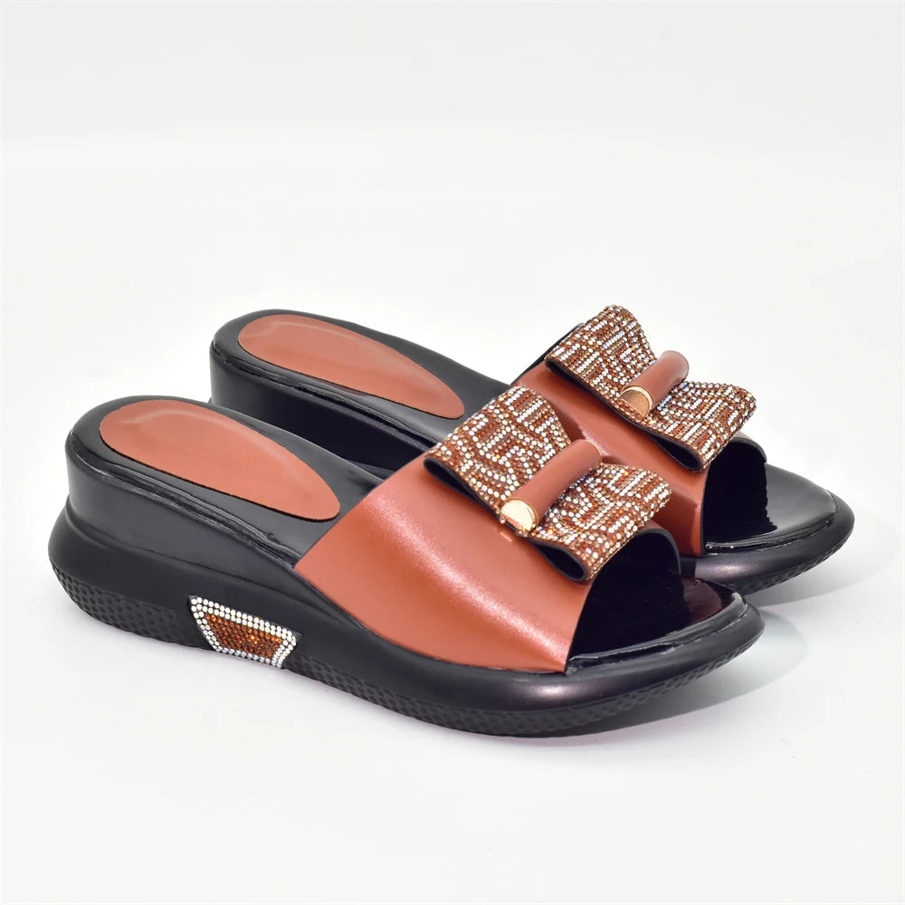 Patent Leather Rhinestone Wedding Shoes Bride Shoes for Women 2025 Designer Luxury Wedges Shoes for Women Platform Pumps