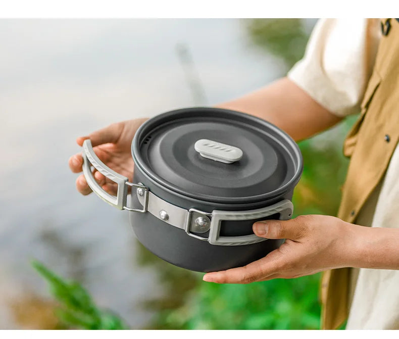 Portable Camping Cookware Set Outdoor Frying Pan Kettle Collapsible Picnic Tableware Kitchenware Furniture