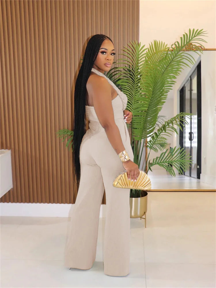 Damesmode Rechte jumpsuit Zomertrend Twist Bandage Halter Gerimpeld Hol Rugloos Mouwloos Klassieke outfits