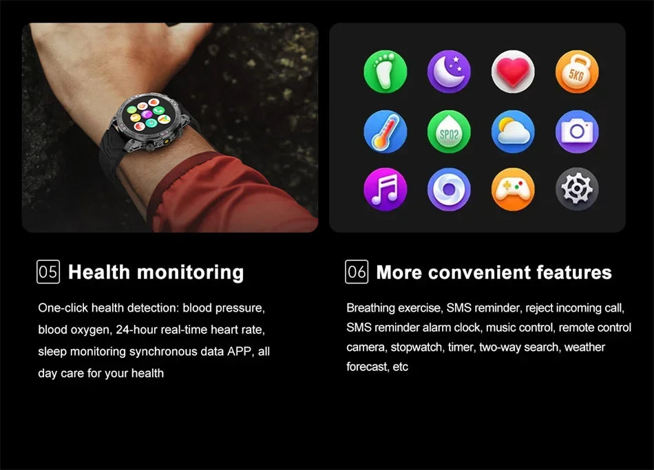 Buitenshuis militair slim horloge heren kompas GPS track Bluetooth oproep IP68 waterdicht AMOLED-scherm smartwatch compatibel met Android iOS