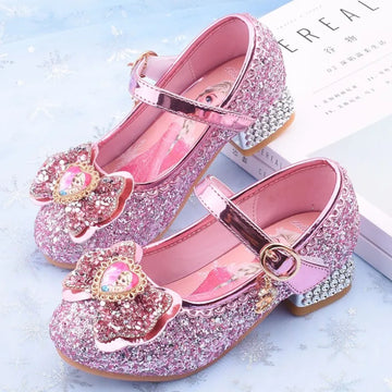 New Elsa Shoes For Girls Cartoon Leather Children Shoes Frozen Princess Kids Shoes Girl Sandals Dress Snow Queen Sandal Koreans