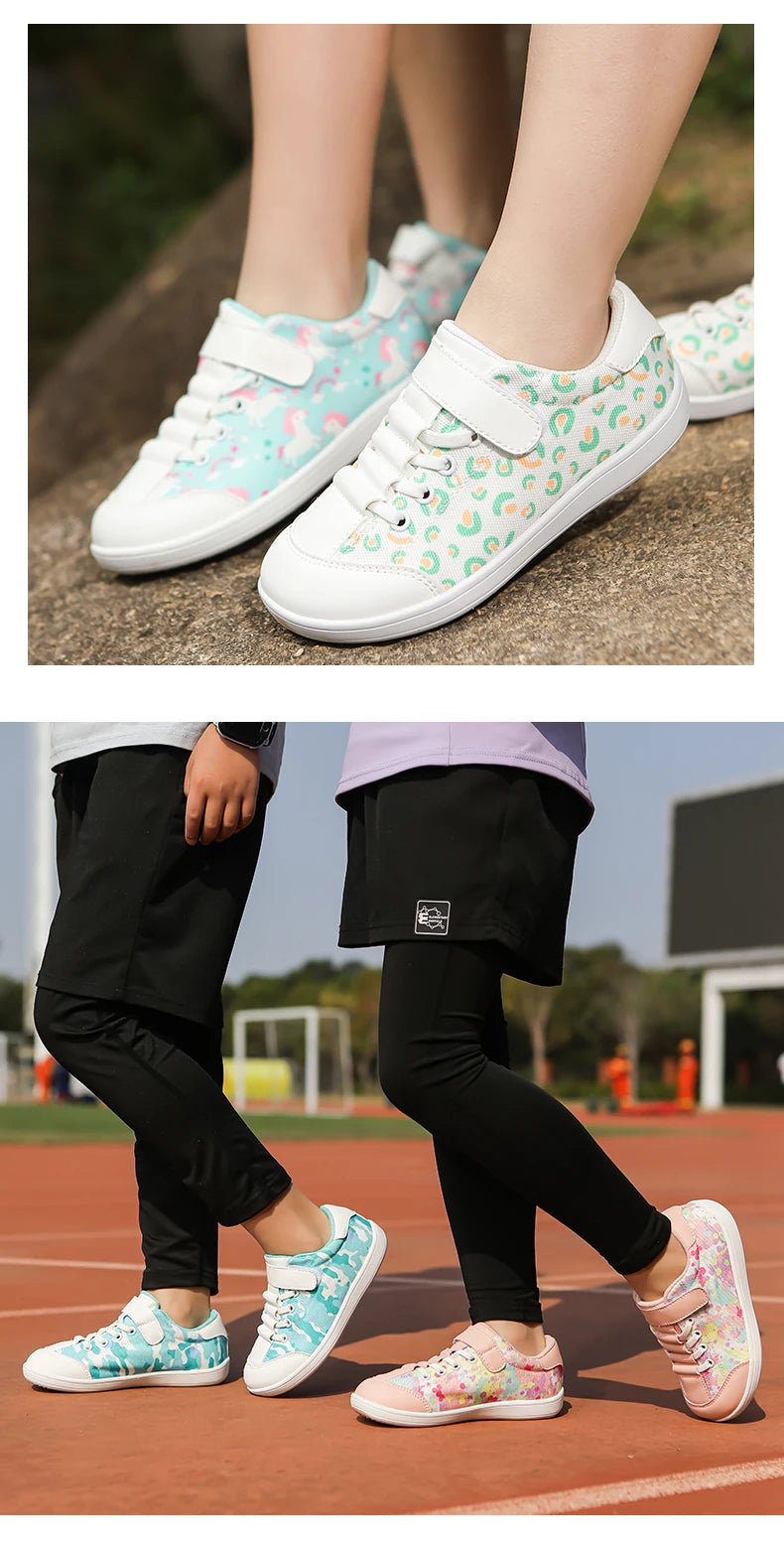 Blotevoetenschoenen voor kinderen, lichtgewicht ademende sneakers met brede neus voor sporten, hardlopen, tennis en buitenavonturen