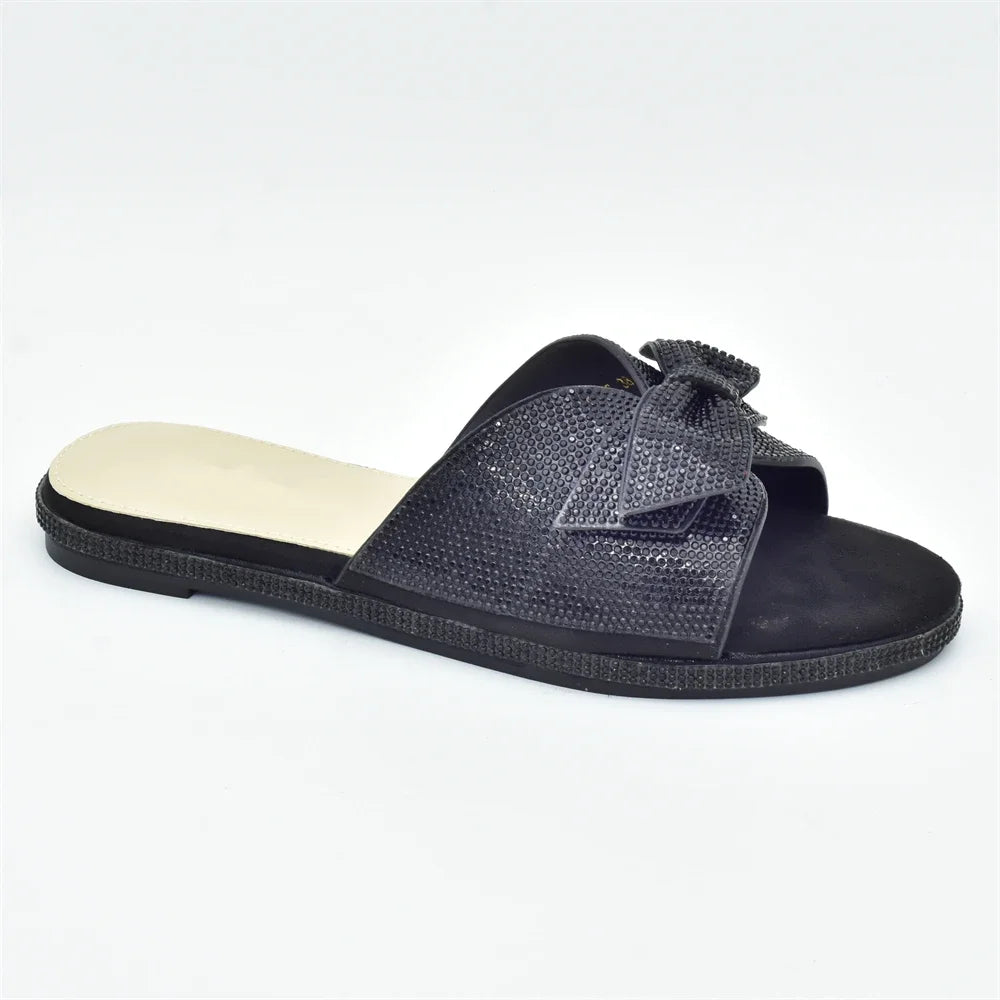 2025 Bling Crystal Bowknot Pumps Women Wedding Shoes Bride Elegant Low Heels Nigerian Women Pumps Shoe for Women Designer Luxury