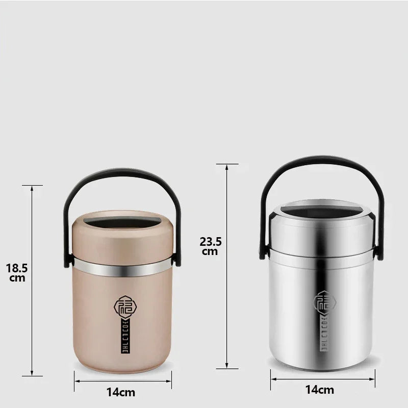 Large Capacity Lunch Box Leakproof Stainless Steel Vacuum Bento Box High Efficiency Keep Temperature Portable Food Container