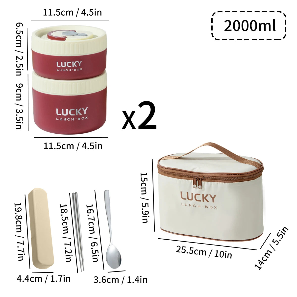 WORTHBUY Bento Lunch Box Set, Portable Keep Warm Lunch Container With Insulated Bag, 18/8 Stainless Steel Thermal Food Container