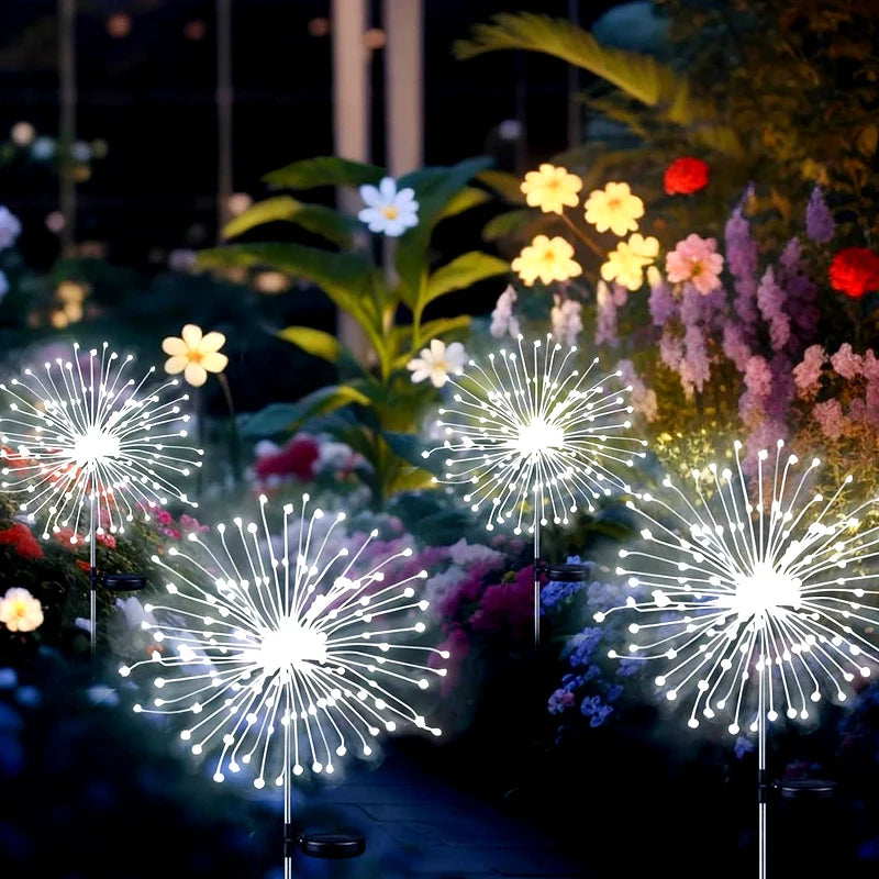 Solar Garden Lights Outdoor Fairy Fireworks Light Waterproof Decor Yard Pathway Patio Lawn Flower Lamp