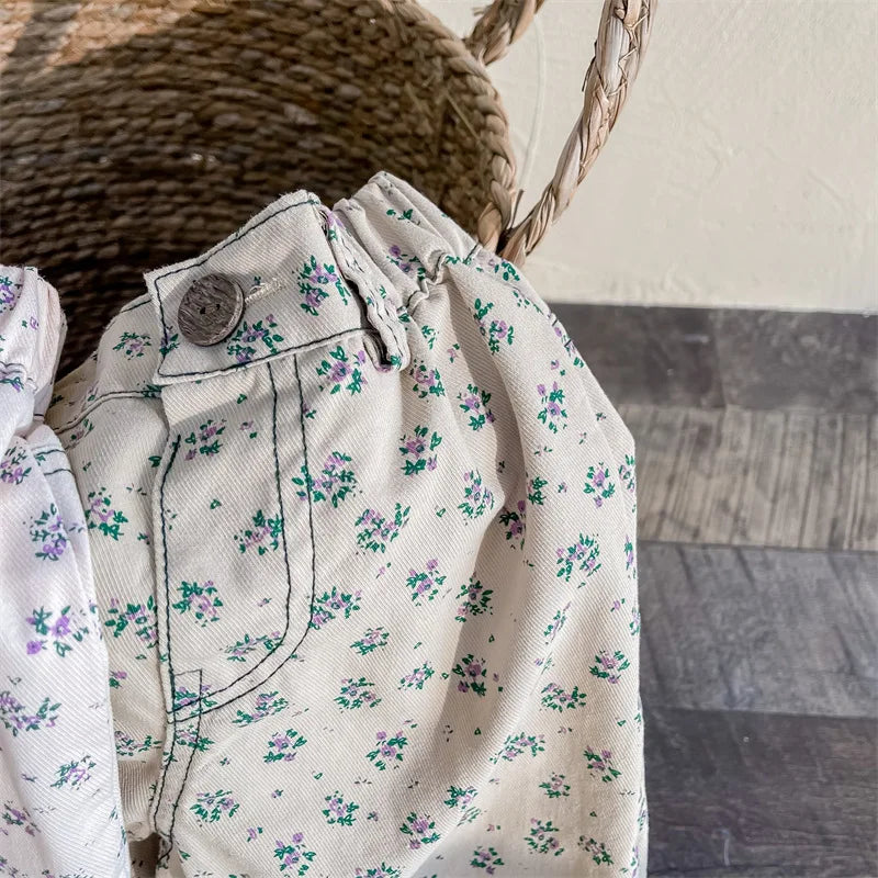 Autumn Kids Pants Floral Girls Boys Trousers Children's Clothes 12M-6T Unisex