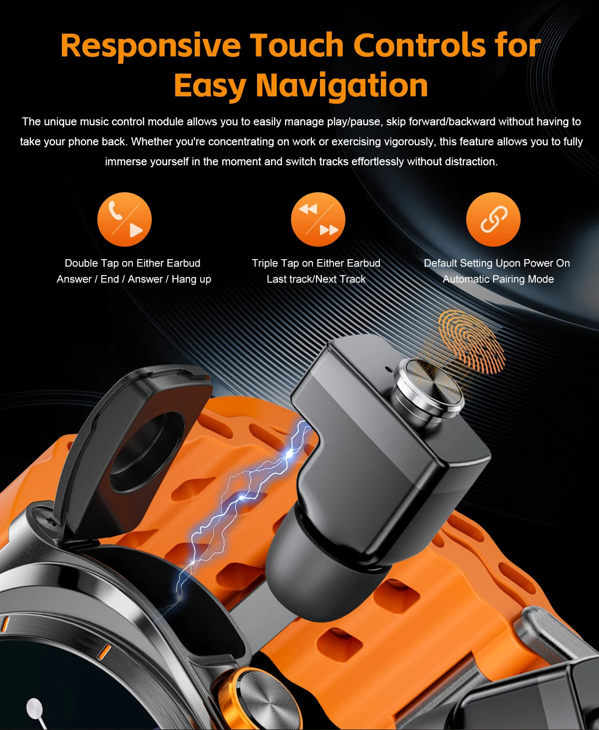 Men's Smart Watch TWS Headset Two In One Wireless Bluetooth Call Dual Earbuds Health Monitor Sport Tracker 400MAH Smartwatch