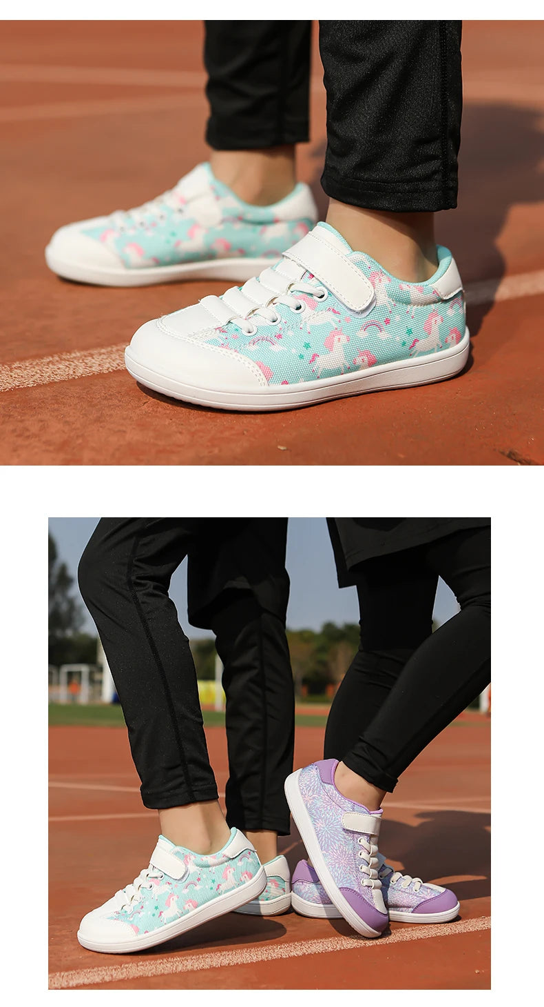 Blotevoetenschoenen voor kinderen, lichtgewicht ademende sneakers met brede neus voor sporten, hardlopen, tennis en buitenavonturen