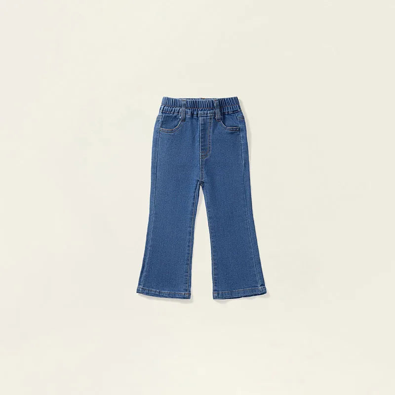 New Autumn Kids Jeans Girls Cute Slim Fit Denim Flared Pants Children Simplicity Blue Skinny Trousers 1-6Y 2-7T Girls