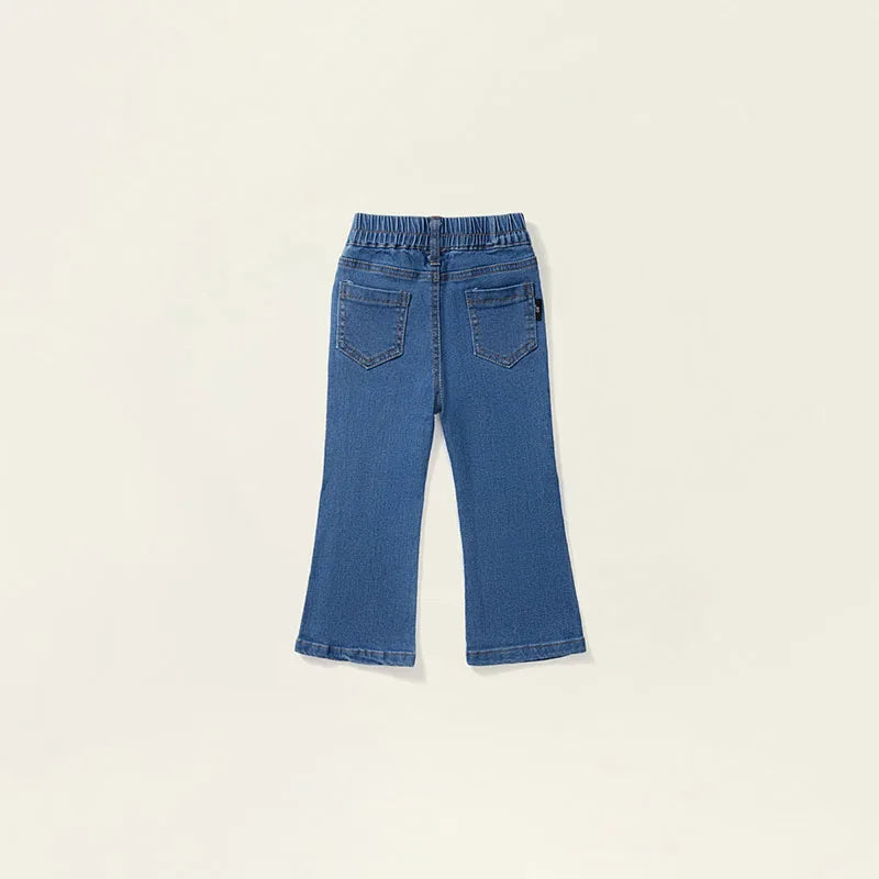 New Autumn Kids Jeans Girls Cute Slim Fit Denim Flared Pants Children Simplicity Blue Skinny Trousers 1-6Y 2-7T Girls