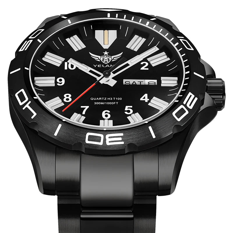 Yelang 42mm Men's Quartz Watch Ultra Long Range 10-Year Battery Life 30ATM Waterproof Stainless Steel Band Swiss Movement