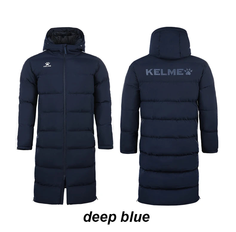 Men's Winter Jacket Long Sports Training Hooded Coat Outwear Warm Silk Cotton Windproof Cotton Clothing