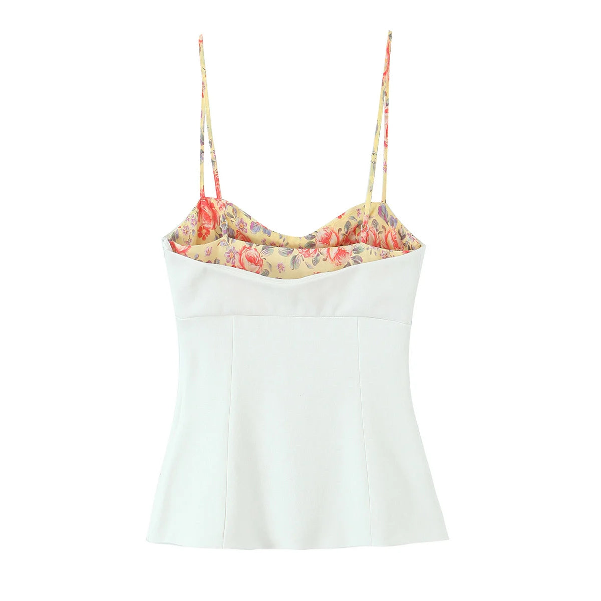 White Print Camisole Sexy Adjustable Spaghetti Straps Chic Party Summer Crop Top Streetwear for Women Short Length Polyester