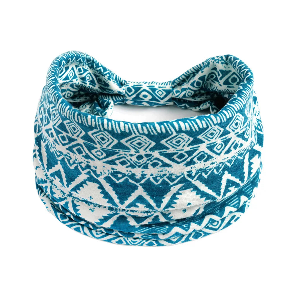 Bohol Headbands Women Wide Knotted Hairbands Elastic Turban Head Bands Non-Slip Floral Yoga Sports Sweatbands Workout Head Wraps