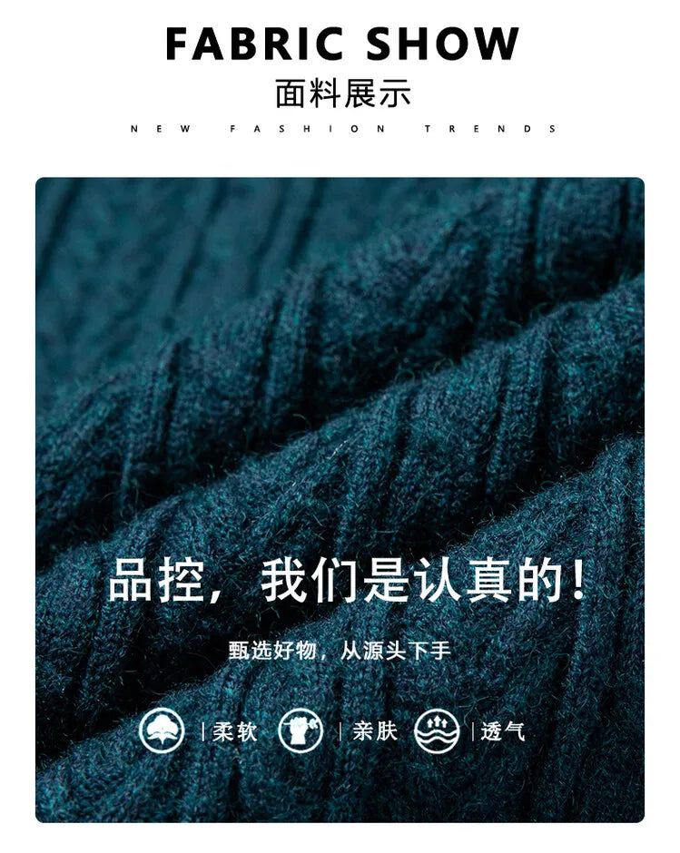 Men's Autumn and Winter Warm Turtleneck O-Neck Sweater, Thickened Slim-Fit Bottoming Shirt, Fine knitted Sweater Sizes M-4XL