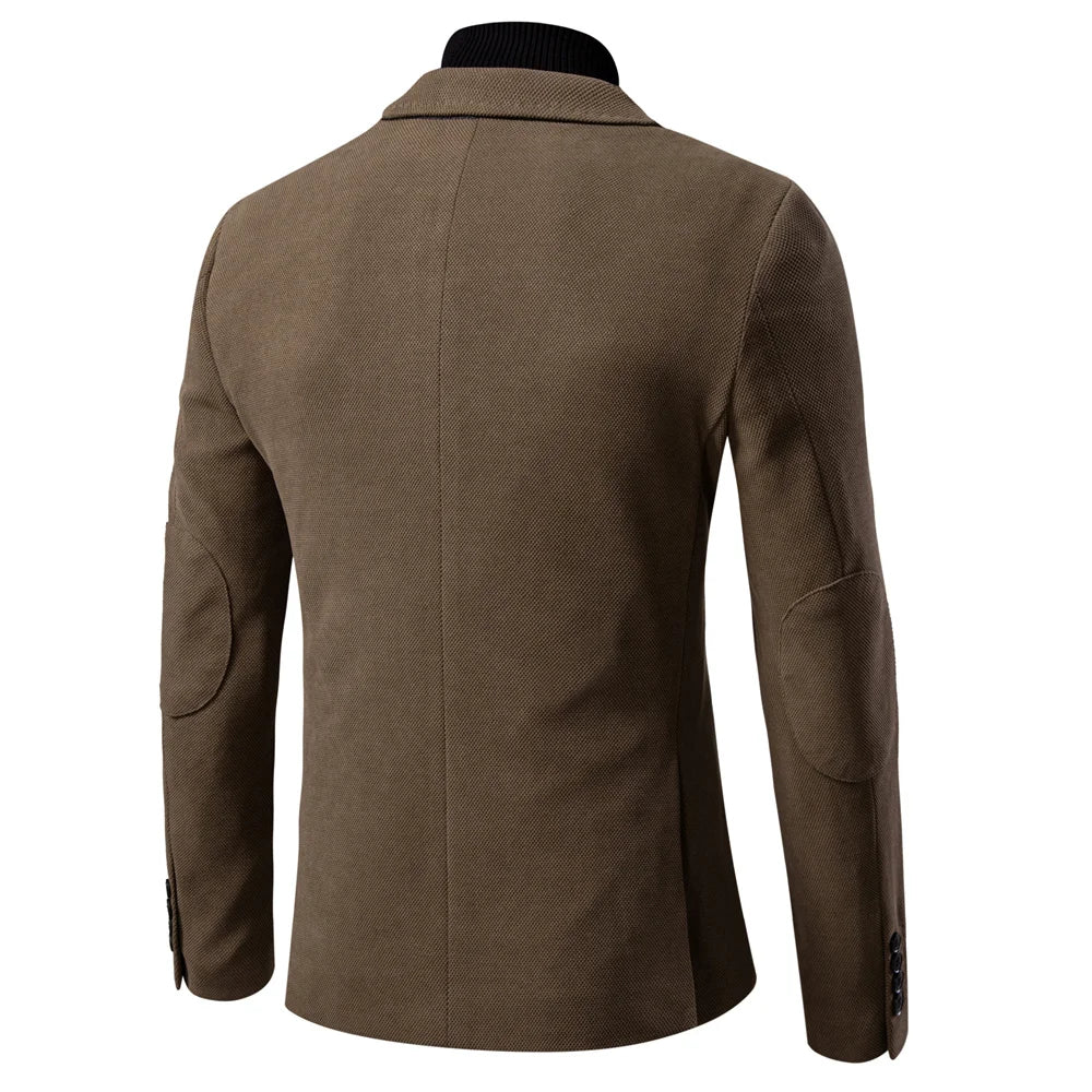 Men's Single Breasted Blazer Solid Colour Autumn Winter Slim Fit Business Casual Suit Jacket Male Blazer with Pocket