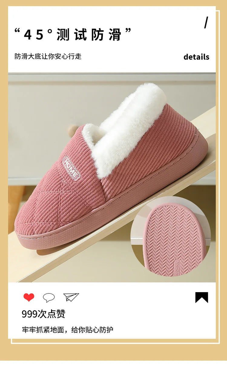 Women's Winter Warm Fuzzy Slippers Soft Cosy Plush Lined With Non-Slip Flat Sole Suitable For Bedroom Use Fur Fluffy Indoor Cotton Shoes
