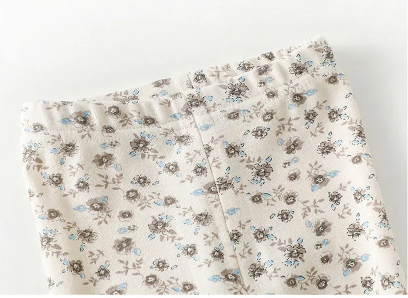 New Spring Girls Boys Clothes Set Baby Cute Floral Home Wear Toddler Full Printed Flowers Children's Loungewear 0-4T Unisex