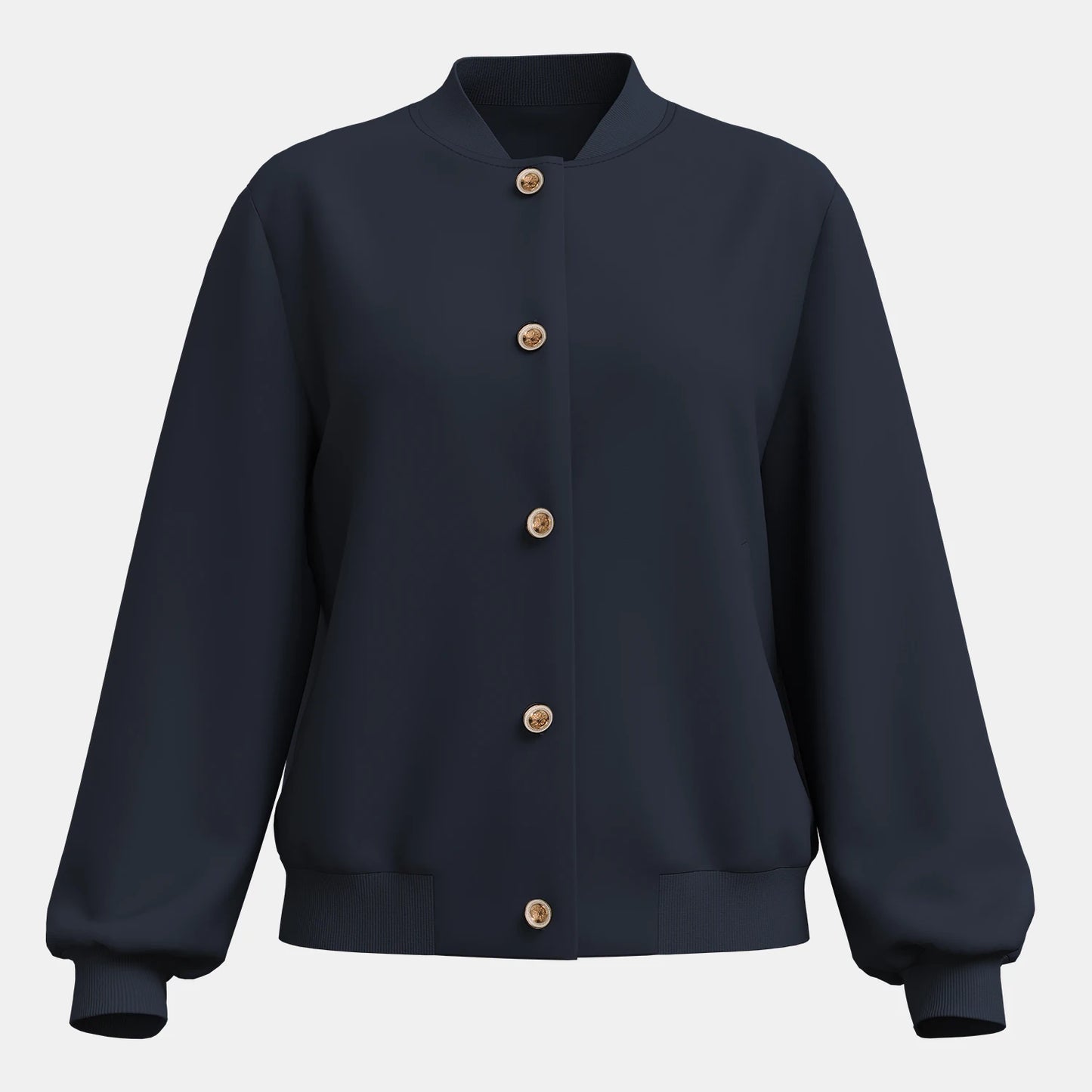 Women's Autumn Winter Baseball Jackets Stand Collar Long Sleeve Button Jackets