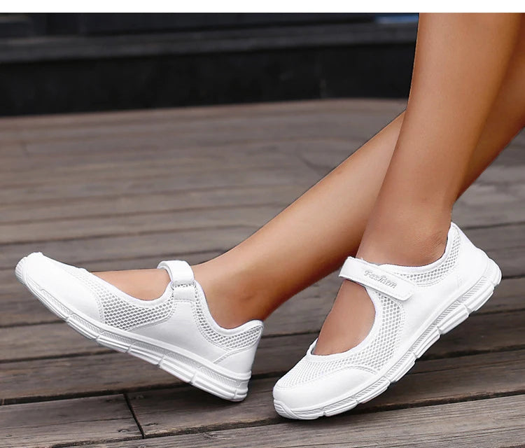 Sneakers For Women Breathable 2025 New Fashion Flat Soft Woman Vulcanize Shoes Mesh Fabric Women Shoes Female Footwear