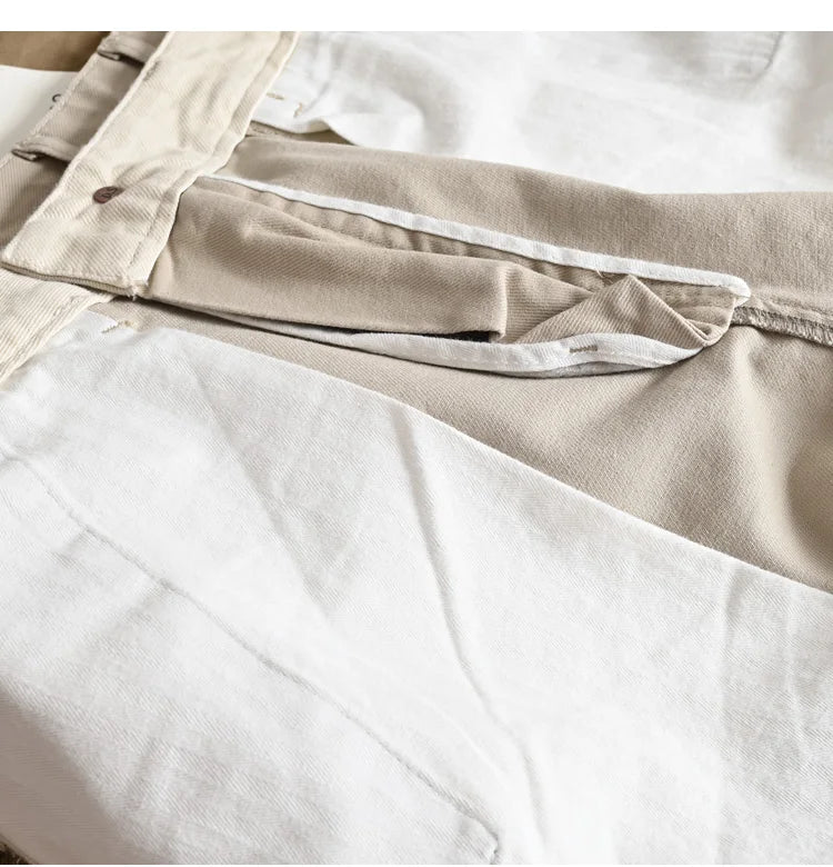 2025 Lente en herfst Nieuwe Amerikaanse retro geweven twill chino cargobroek Heren eenvoudige 100% katoenen gewassen casual rechte broek
