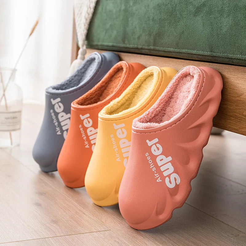 Unisex Winter Plush Sport Slippers Outdoor Waterproof Home Warm Fuzzy Slippers Suitable As Garden Shoes For Men & Women