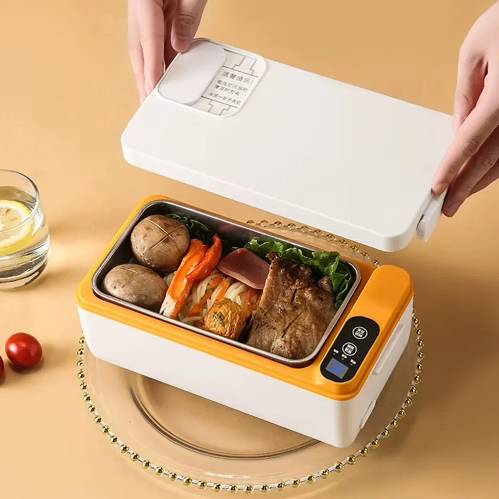 Portable Wireless Electric Lunch Box Food Heater W/1.5L Removable Stainless Steel Container Heated Lunch Box For Office/Travel