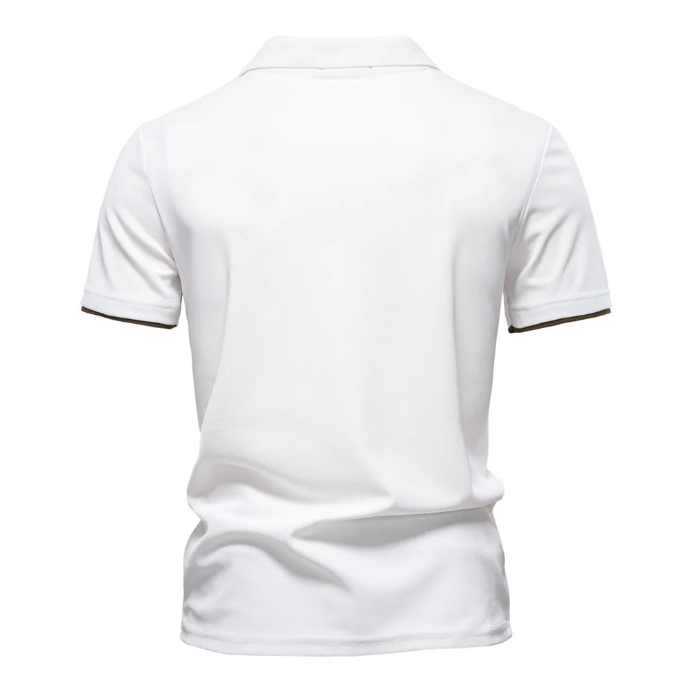 Men's Summer V-Neck Striped Polo Shirt Breathable Slim Fit Polo Shirts for Men Lightweight Casual Athletic Polo